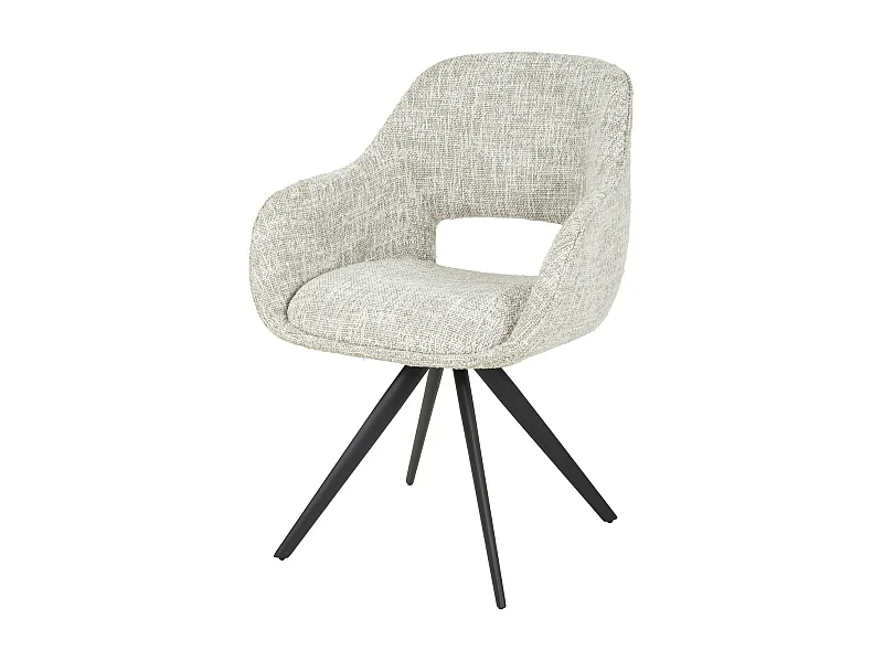 Fauteuil de table pivotant en tissu gris clair chiné (lot de 2) CREEK