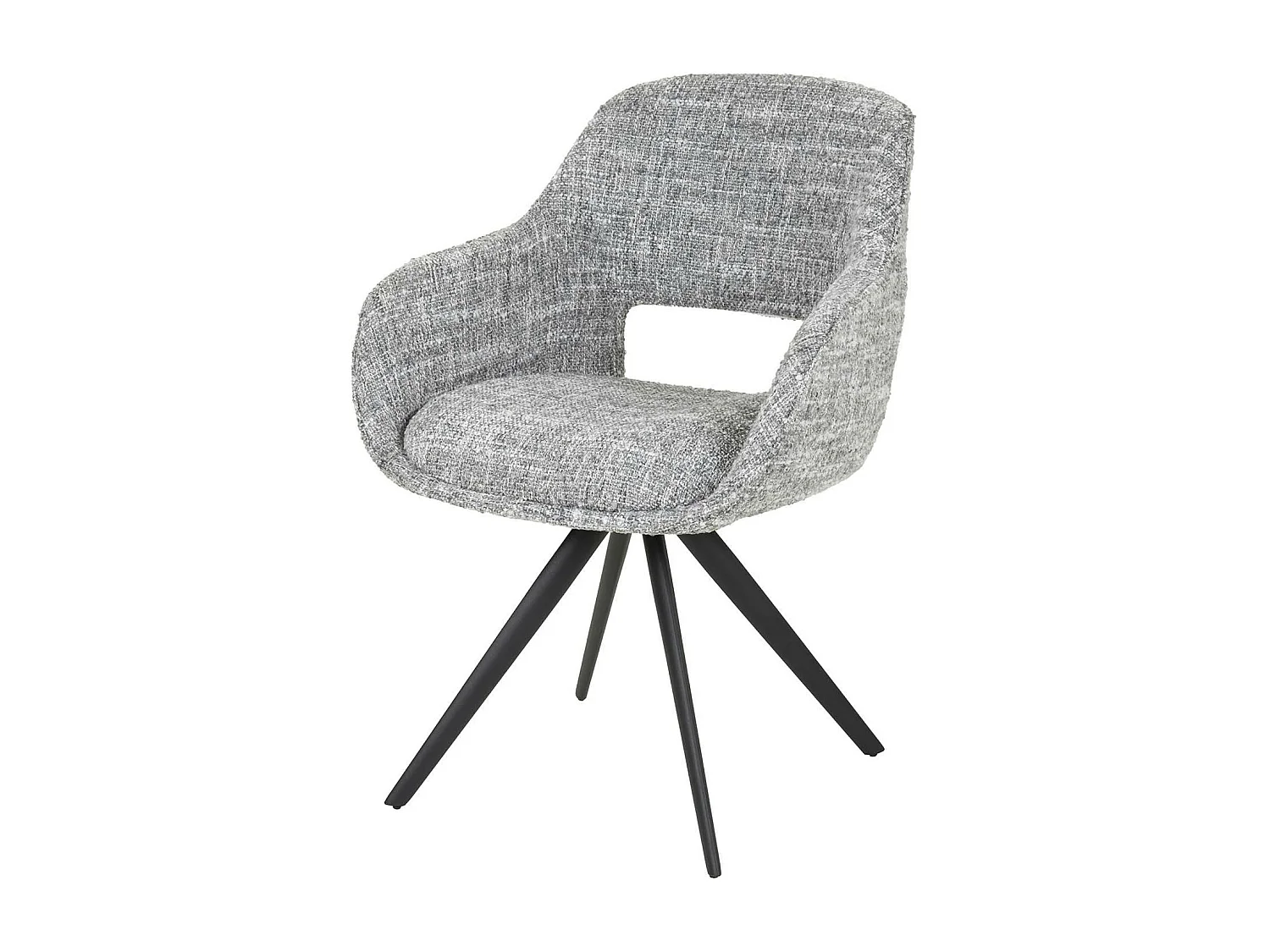 Fauteuil de table pivotant en tissu gris chiné (lot de 2) CREEK