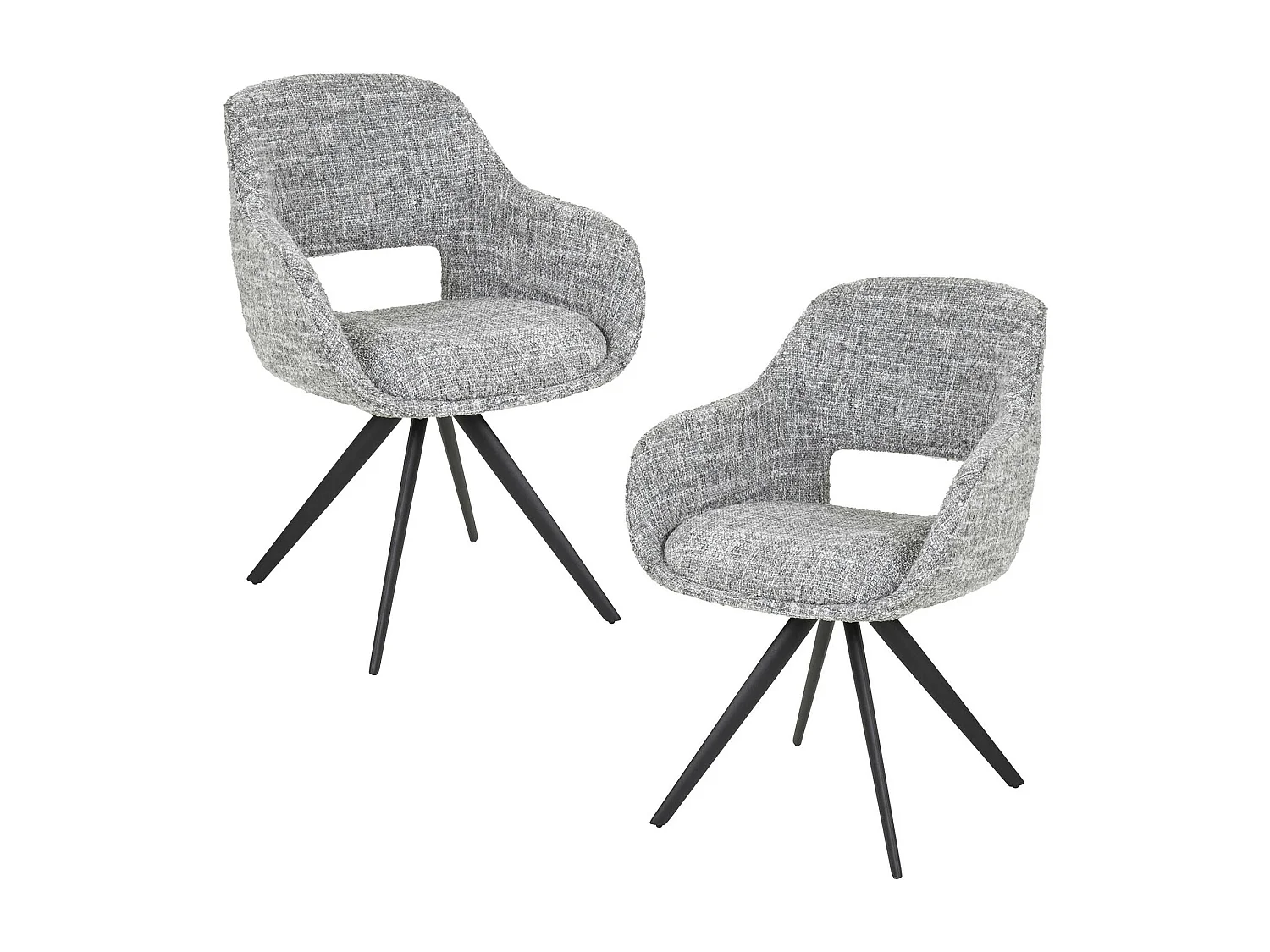 Fauteuil de table pivotant en tissu gris chiné (lot de 2) CREEK