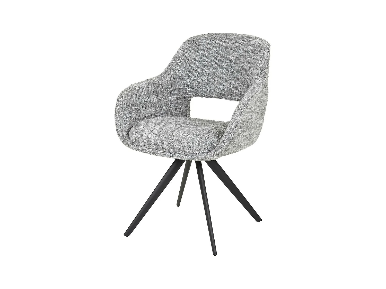Fauteuil de table pivotant en tissu gris chiné (lot de 2) CREEK