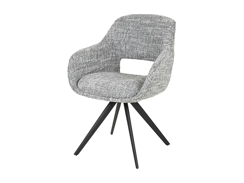 Fauteuil de table pivotant en tissu gris chiné (lot de 2) CREEK