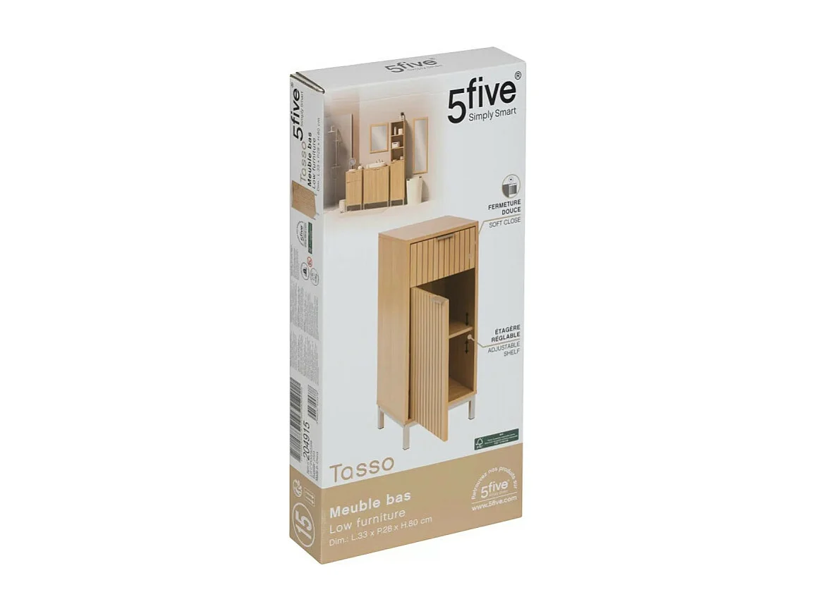 Meuble Bas Salle de Bain "Tasso" 80cm Naturel