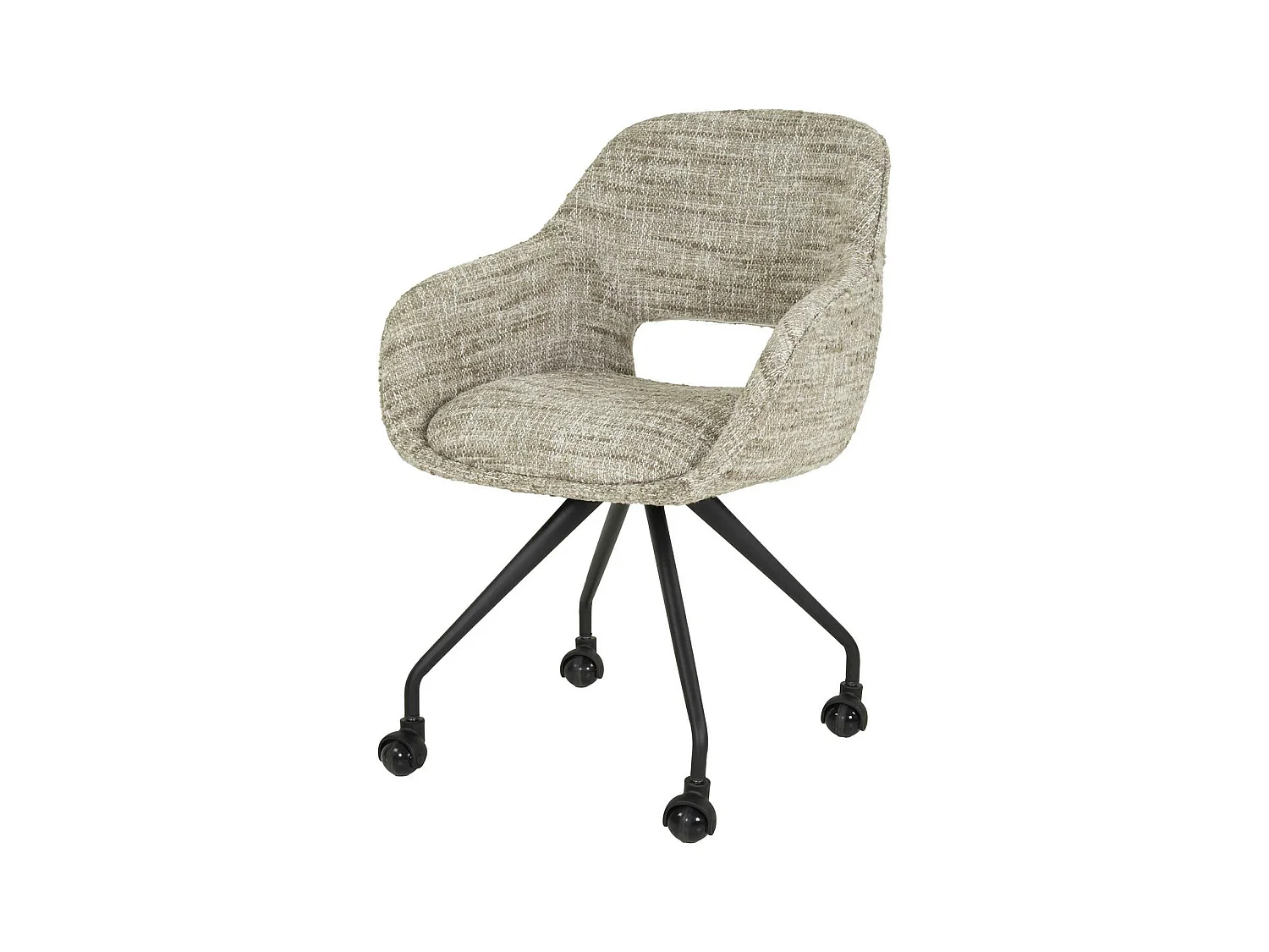 Chaise de bureau à roulettes en tissu sable chiné (lot de 2) CREEK