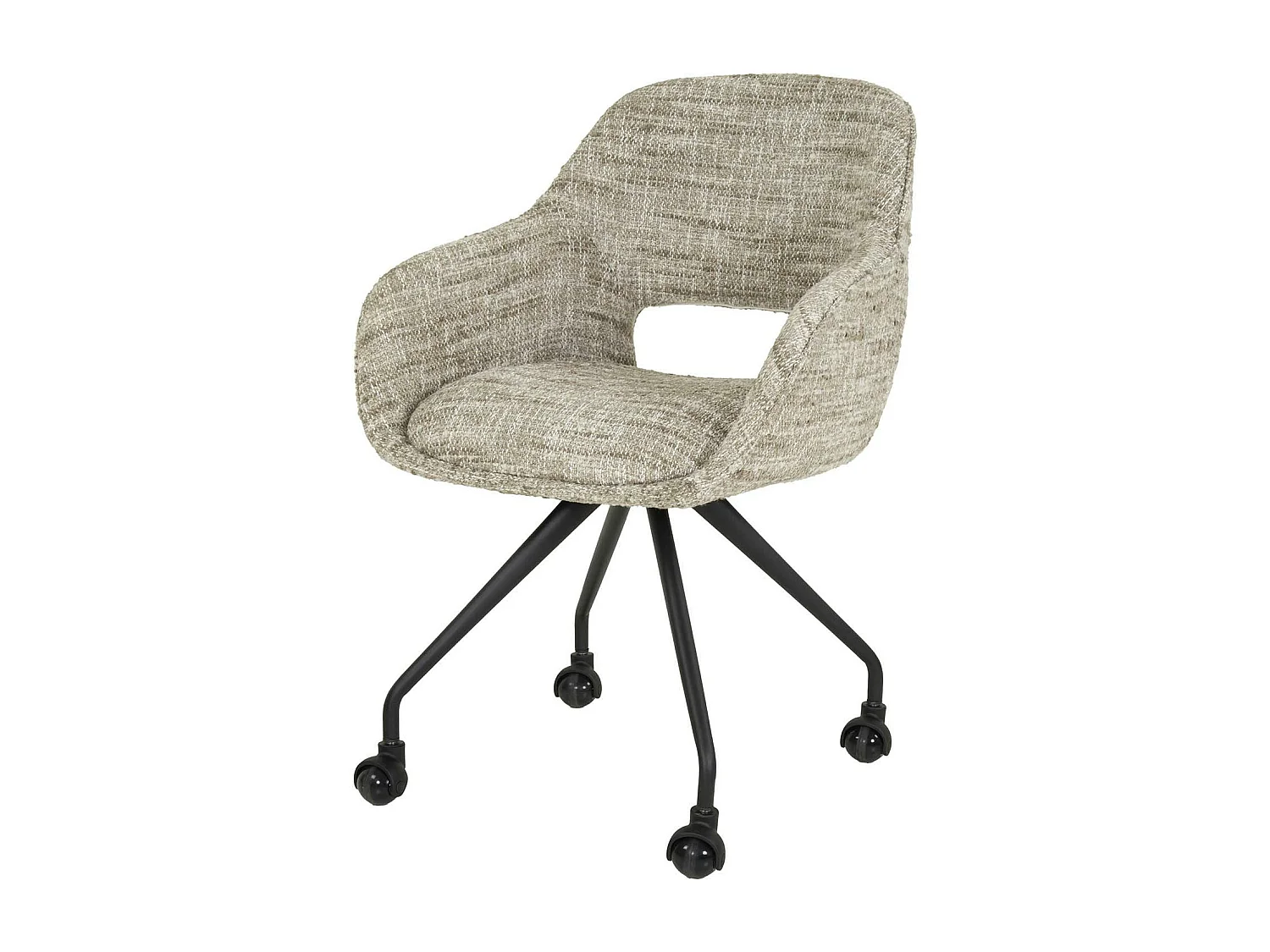 Chaise de bureau à roulettes en tissu sable chiné (lot de 2) CREEK