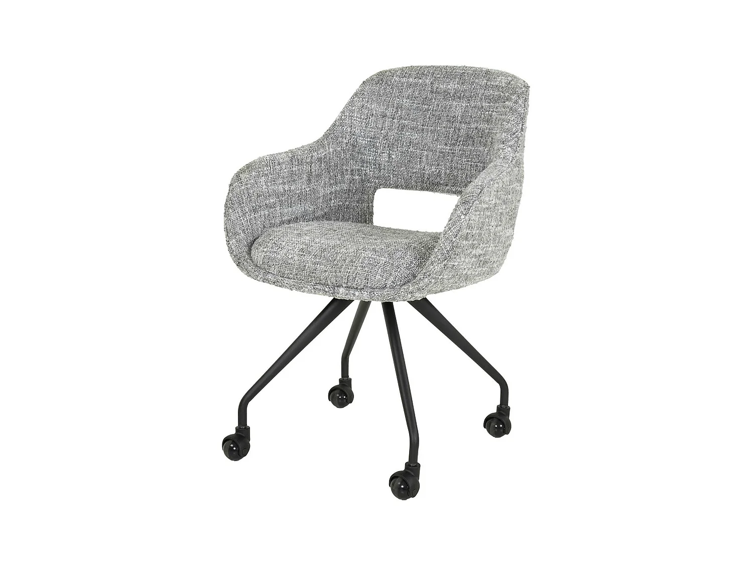 Chaise de bureau à roulettes en tissu gris chiné (lot de 2) CREEK