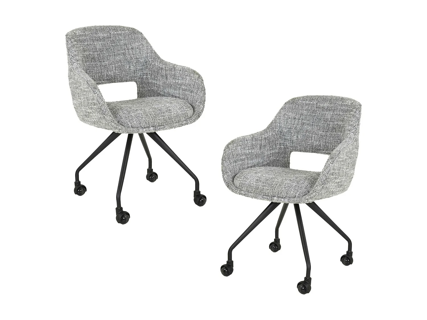 Chaise de bureau à roulettes en tissu gris chiné (lot de 2) CREEK