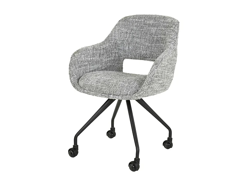 Chaise de bureau à roulettes en tissu gris chiné (lot de 2) CREEK
