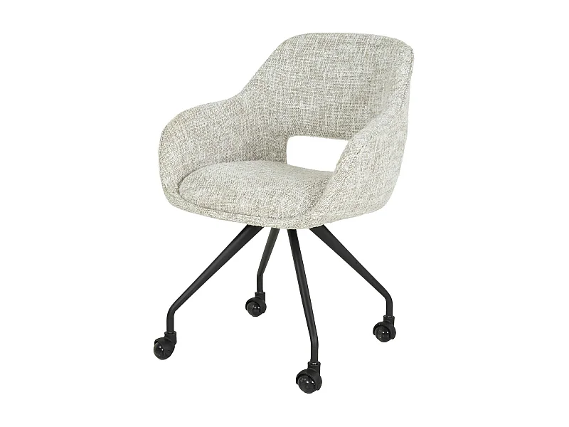 Chaise de bureau à roulettes en tissu gris clair chiné (lot de 2) CREEK