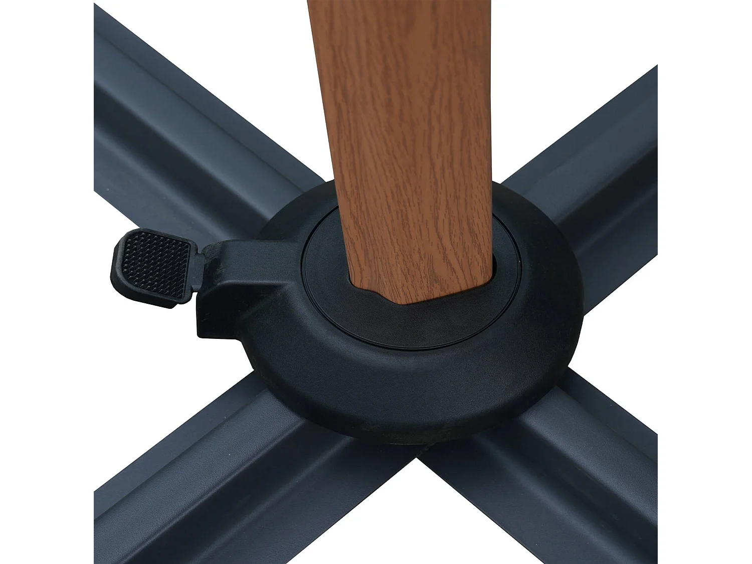 Parasol déporté ETRETAT carré kaki 3x3m. mât effet bois