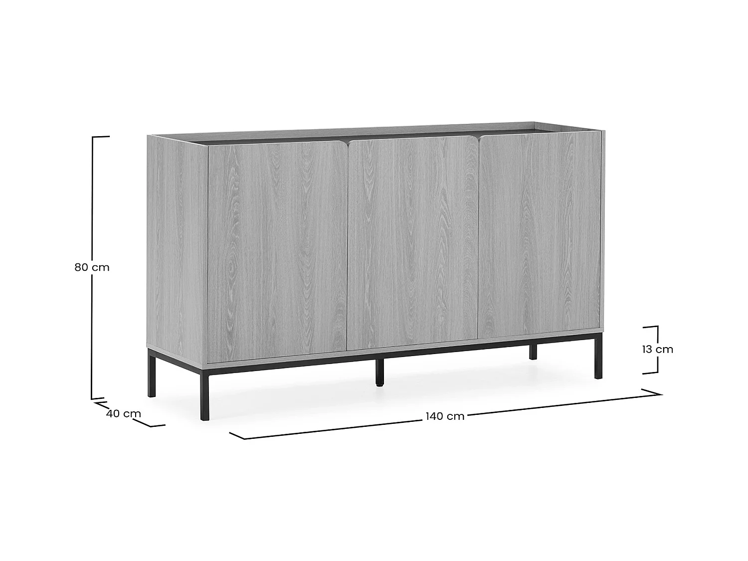 Sideboard Curva 3 türen Eichenfarbe