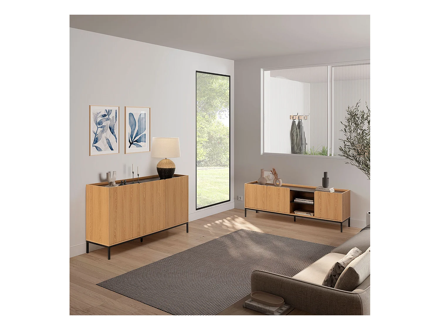 Sideboard Curva 3 türen Eichenfarbe