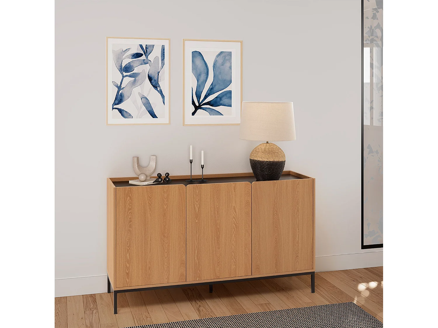 Credenza Curva 3 ante colore Rovere