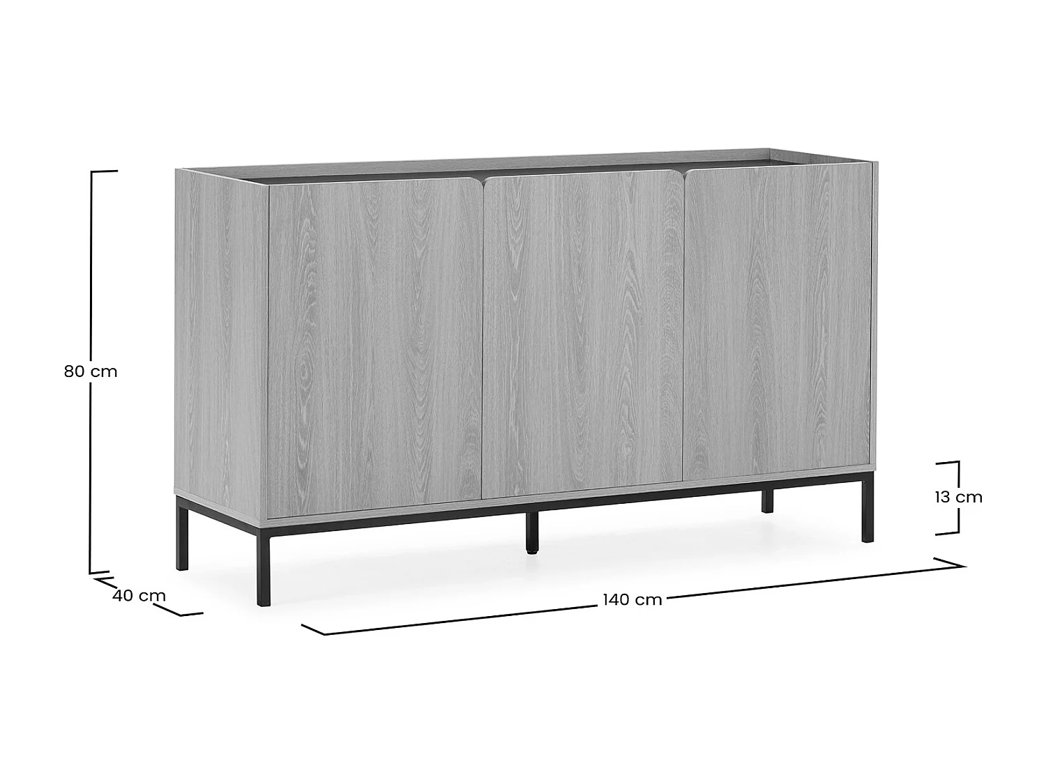 Credenza Curva 3 ante colore Rovere