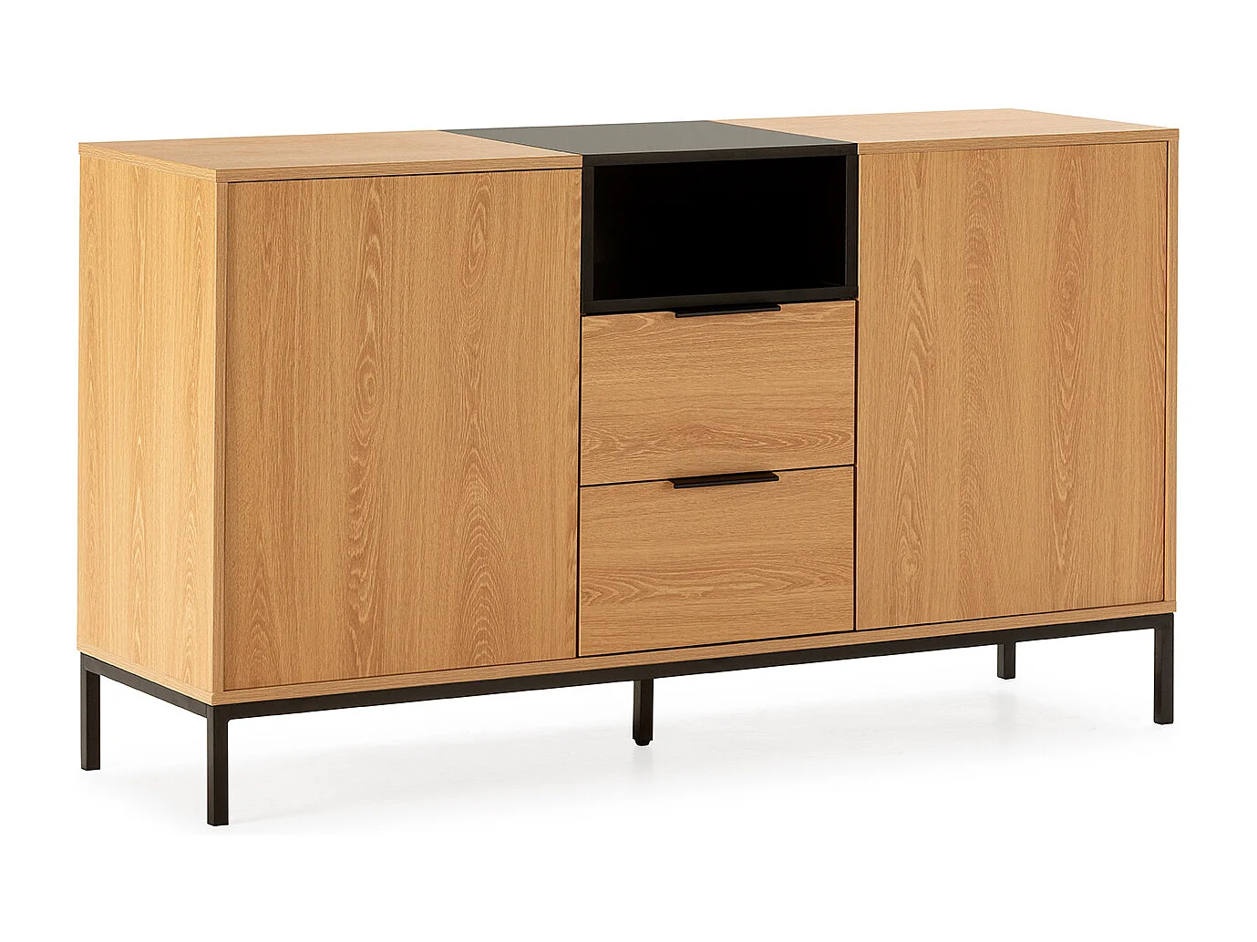 Sideboard Nieve 2 türen 2 schubladen Eichenfarbe