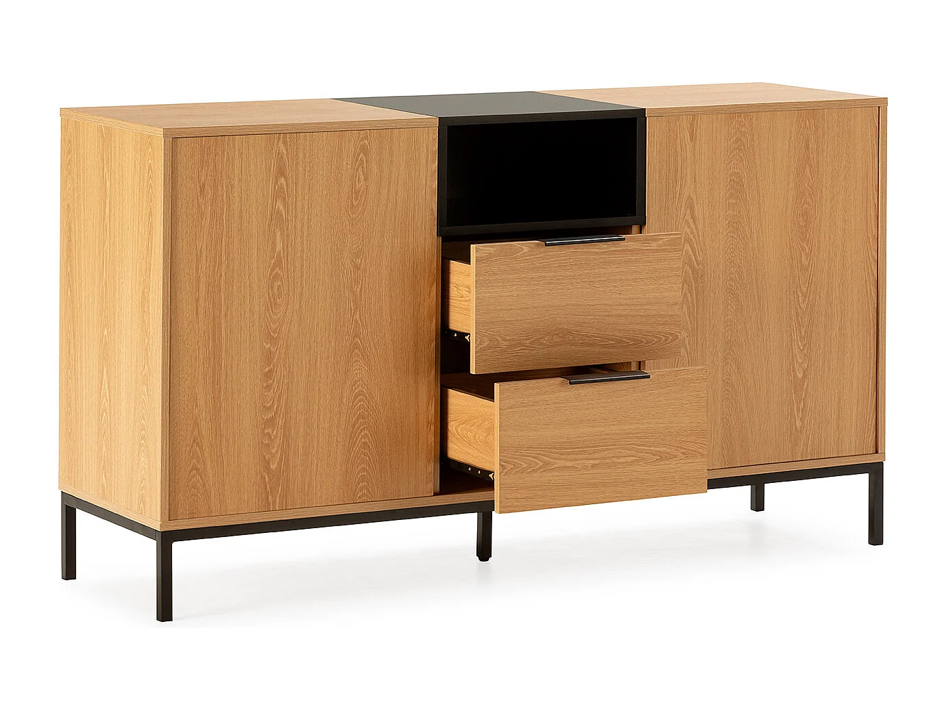 Sideboard Nieve 2 türen 2 schubladen Eichenfarbe