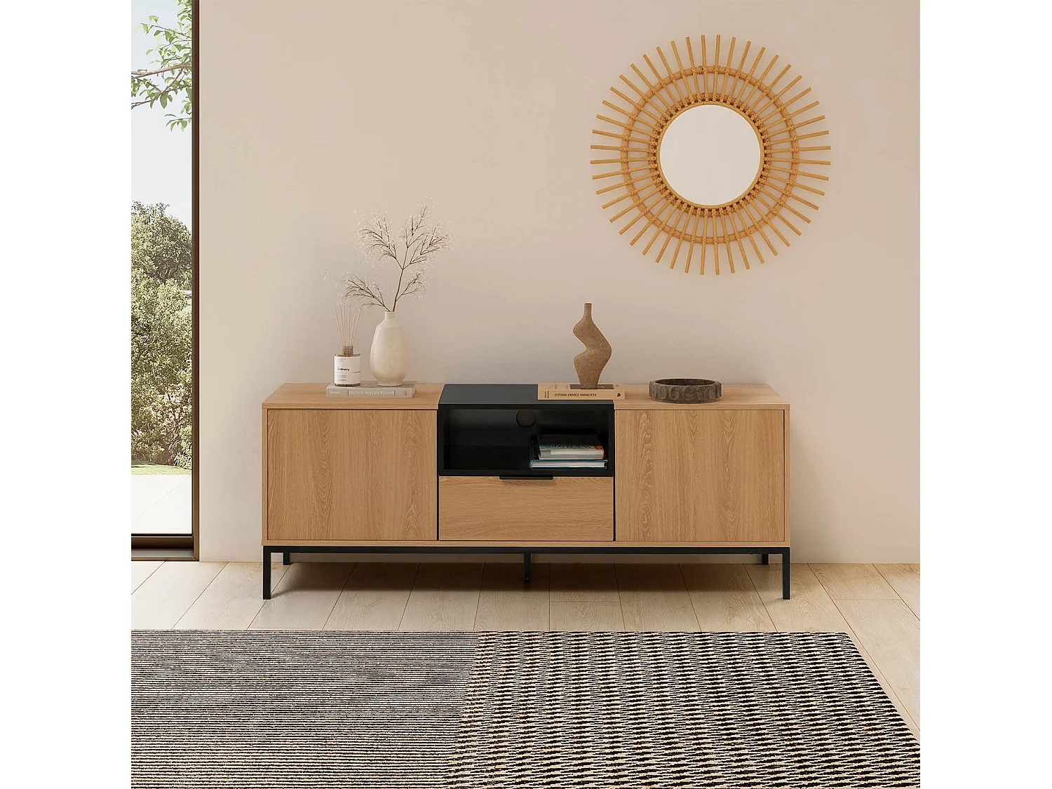 Mobile Tv Nieve 2 ante 1 cassetti colore Rovere