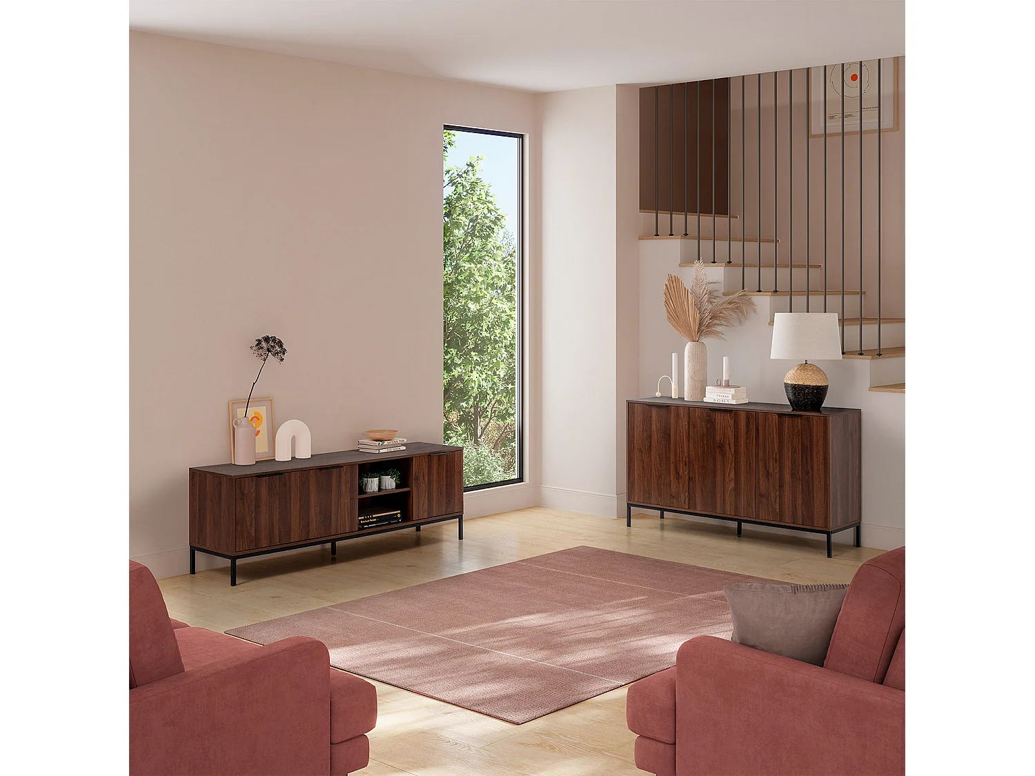 TV-Schrank Auri 3 türen Walnussfarbe