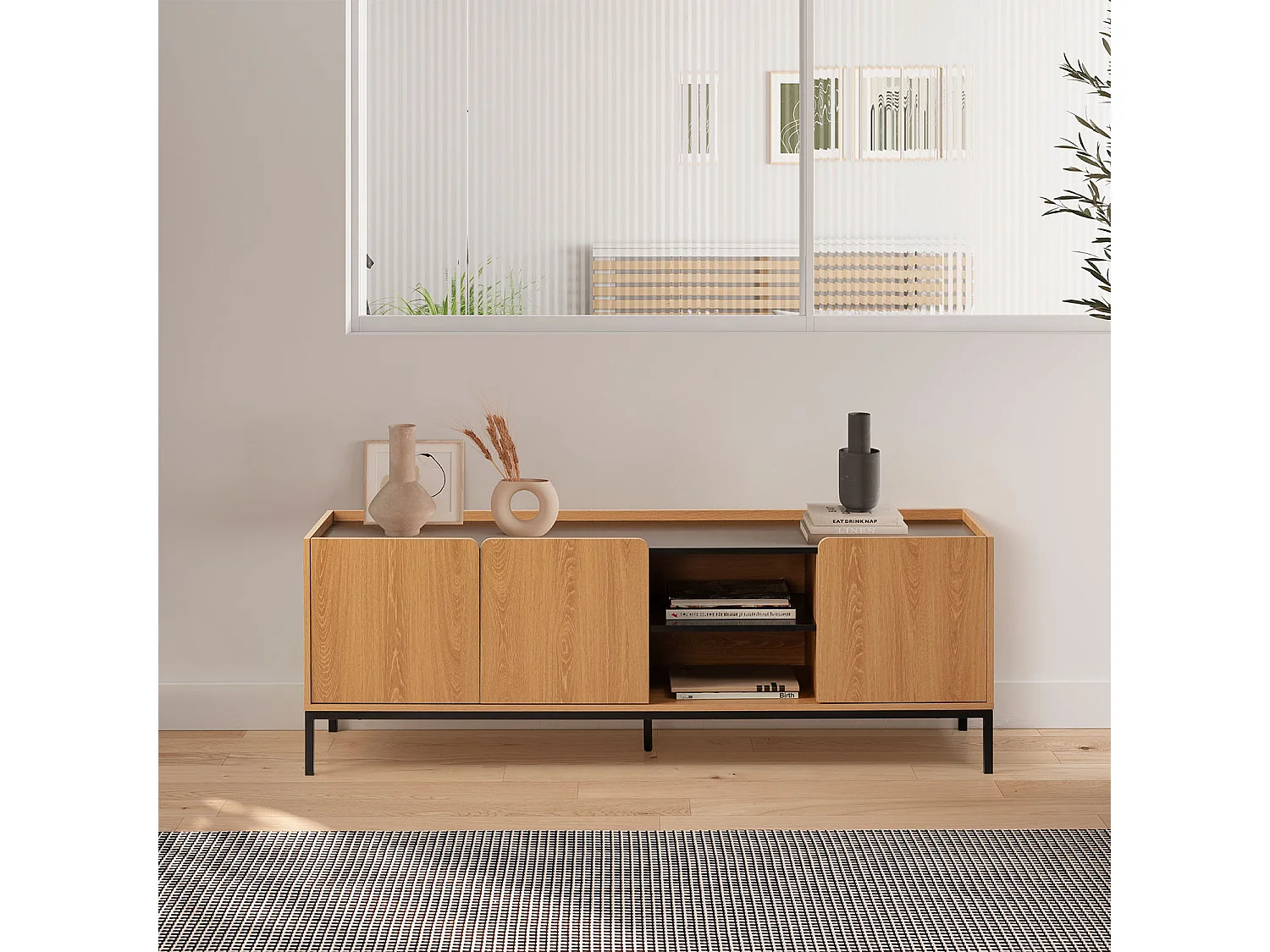 TV-Schrank Curva 3 türen Eichenfarbe