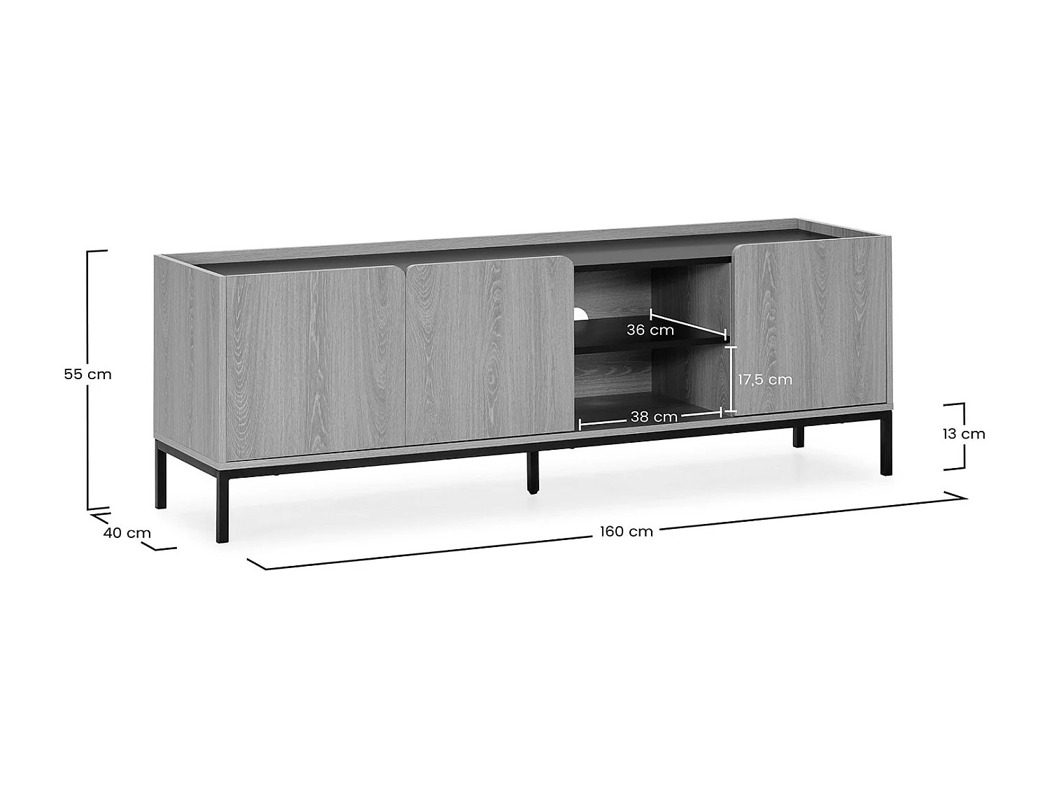 TV-Schrank Curva 3 türen Eichenfarbe