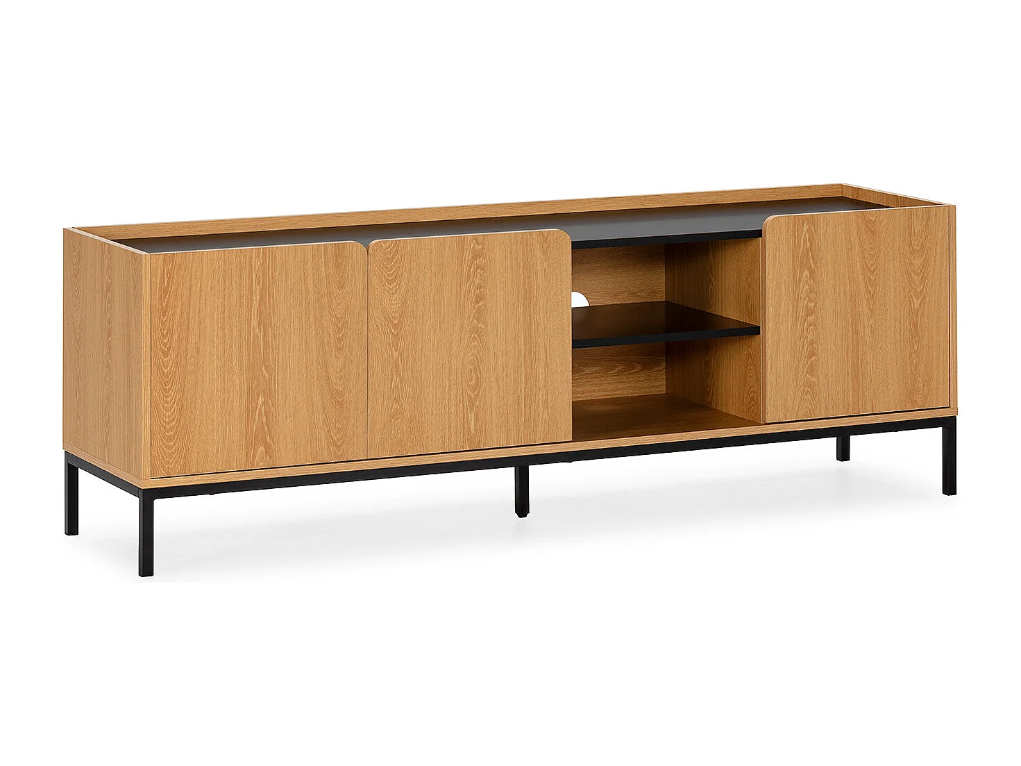 Mueble Tv Curva 3 puertas color Roble