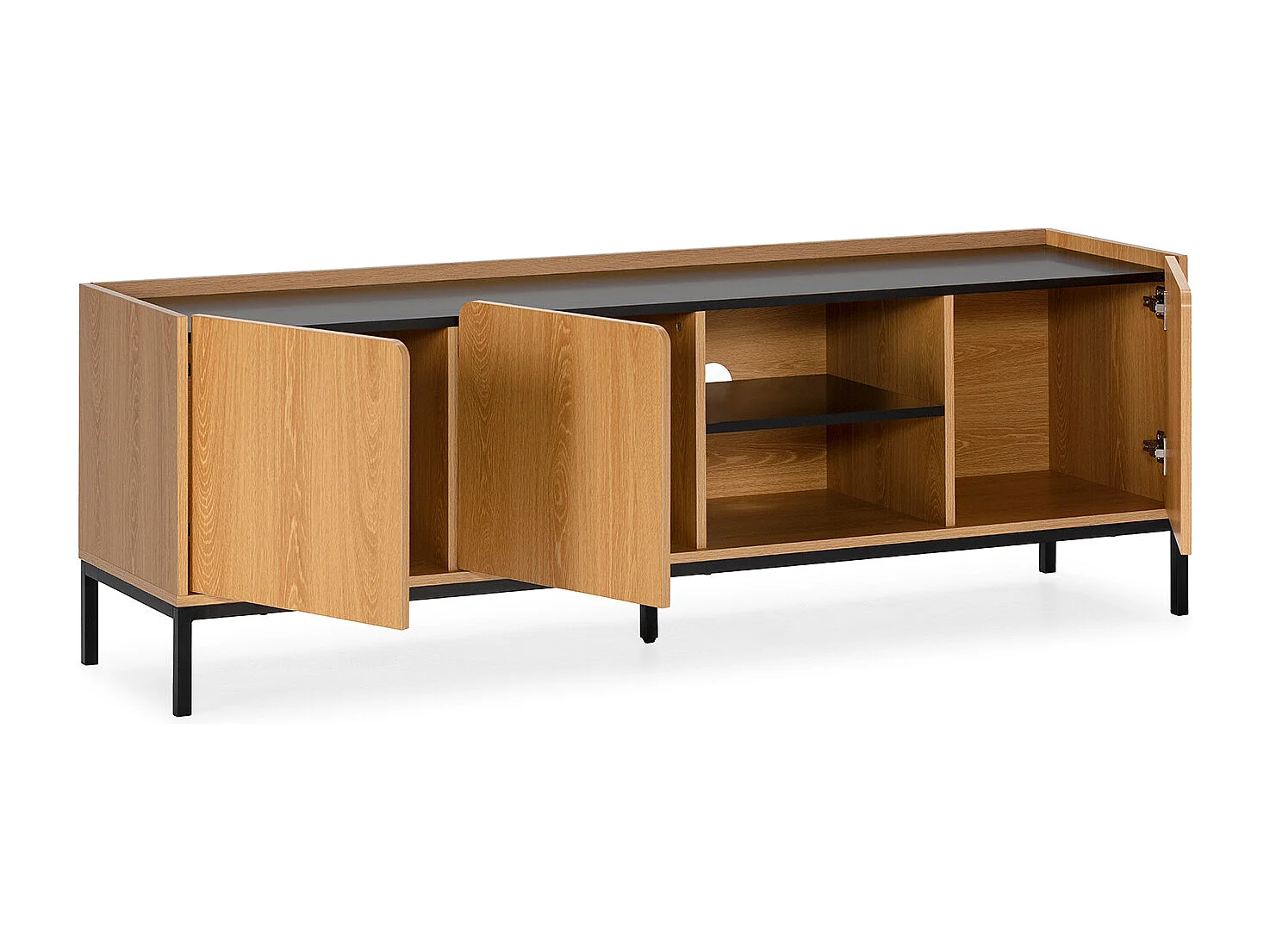 Mueble Tv Curva 3 puertas color Roble