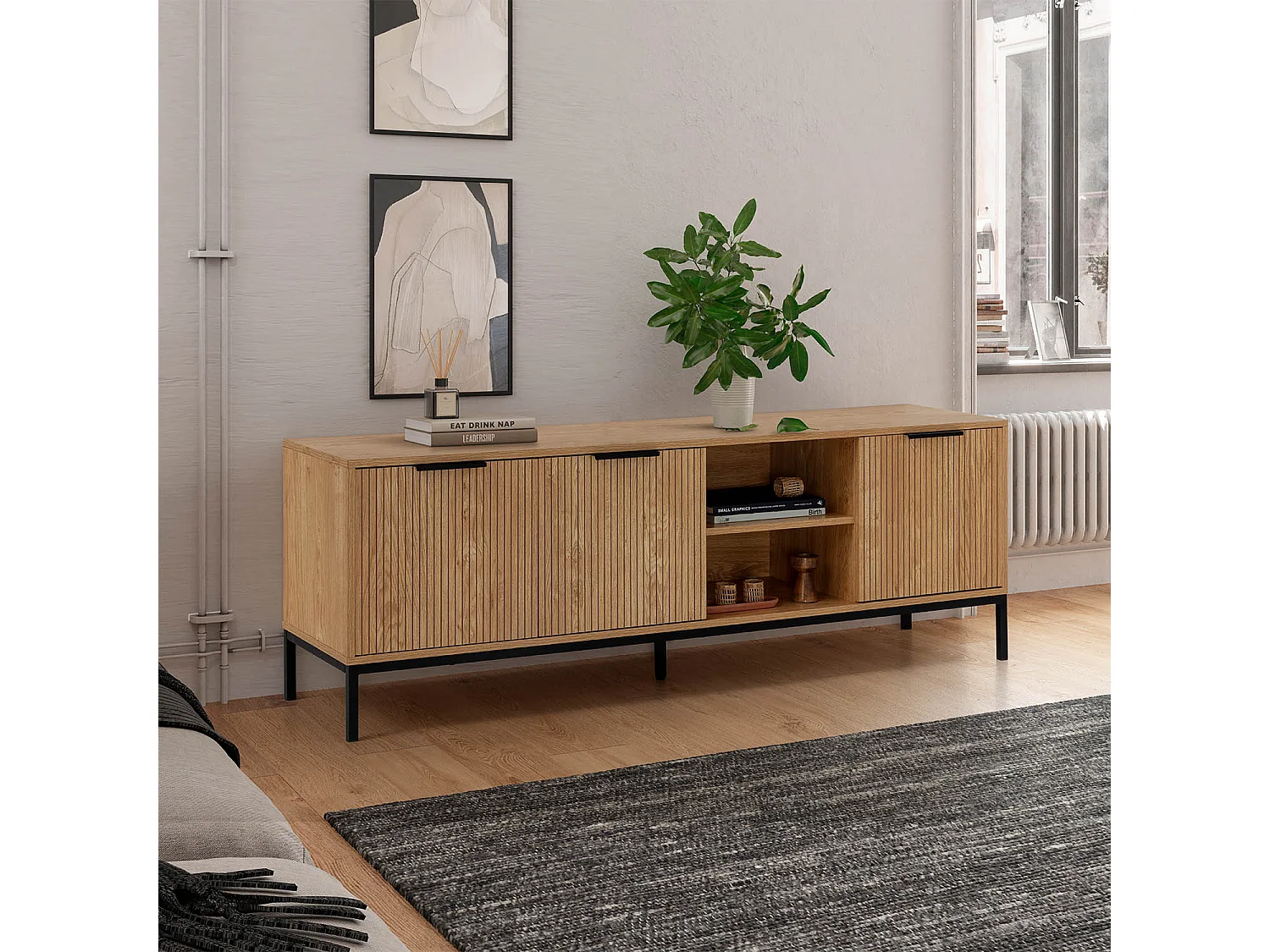 TV-Schrank Monica 3 türen in Eichenfarbe