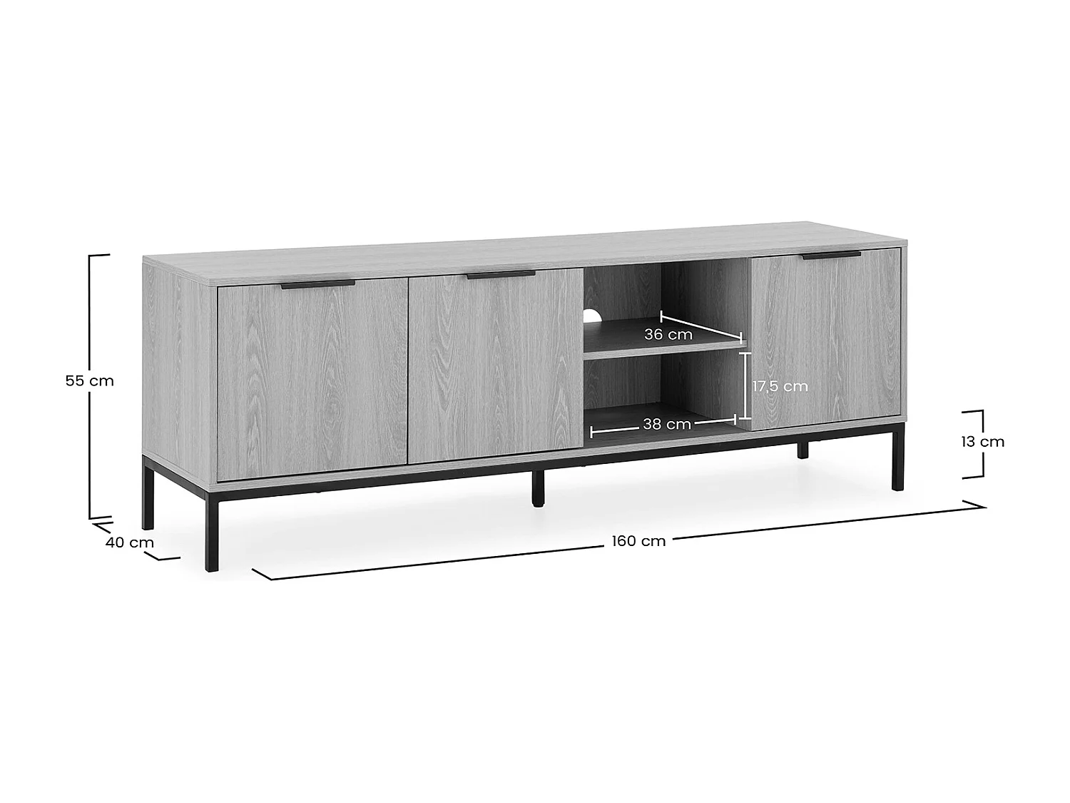 Mueble Tv Auri 3 puertas color Roble