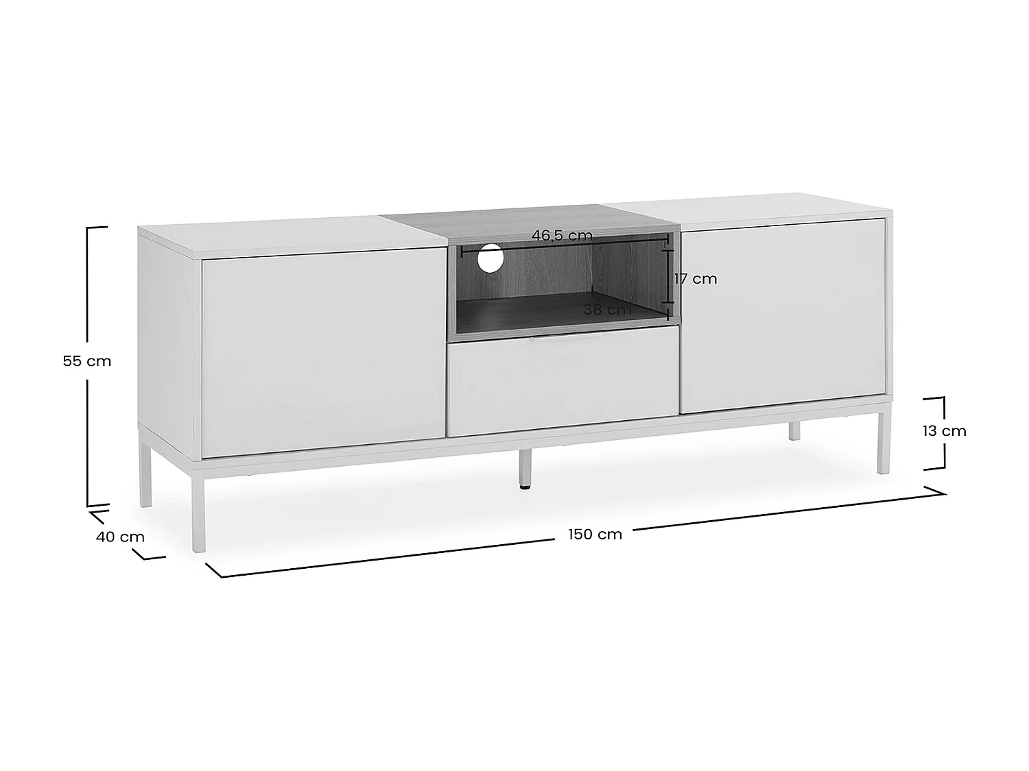 Mueble Tv Nieve 2 puertas 1 cajón Blanco