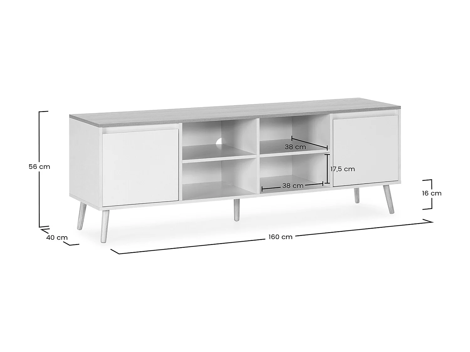 TV-Schrank Desi 2 türen Weiß