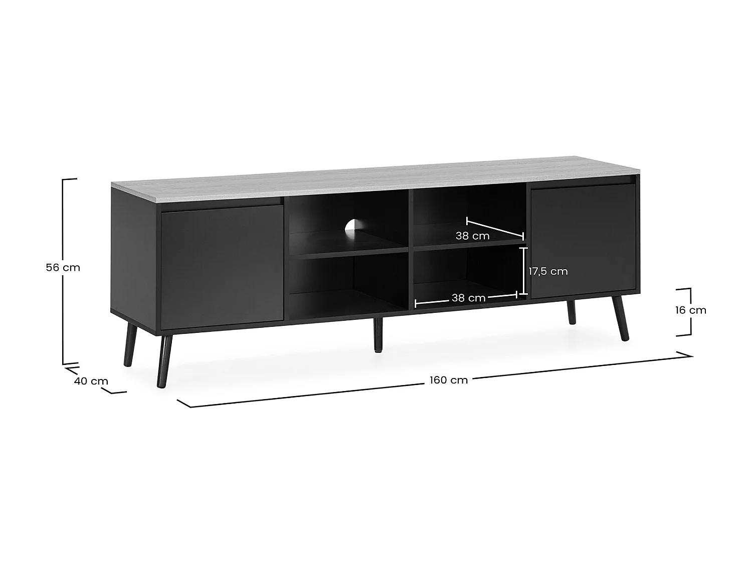 Mueble Tv Desi 2 puertas color Negro