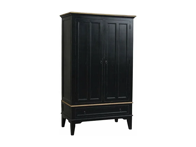 Armoire 2 portes 1 tiroir Bois Noir - Esquisse Interior's