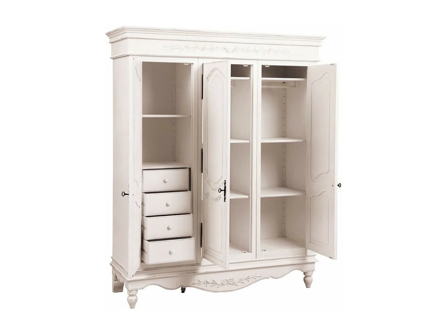 Armoire 3 portes MDF Blanc - Romance Interior's