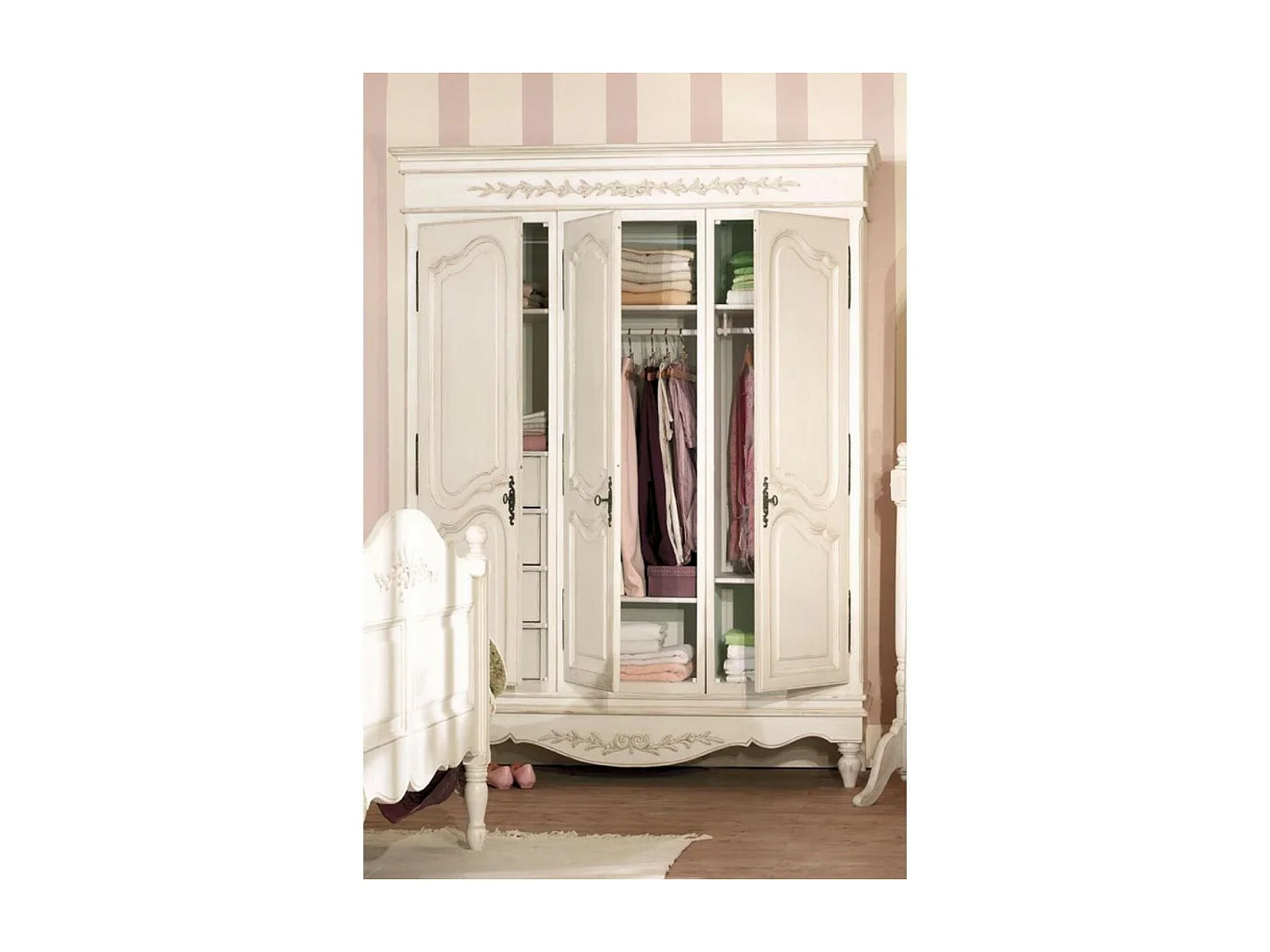 Armoire 3 portes MDF Blanc - Romance Interior's