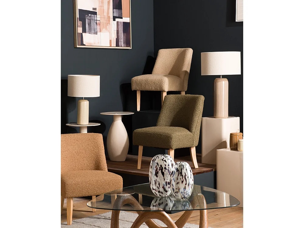 Fauteuil en bouclette marron Dag (lot de 2)