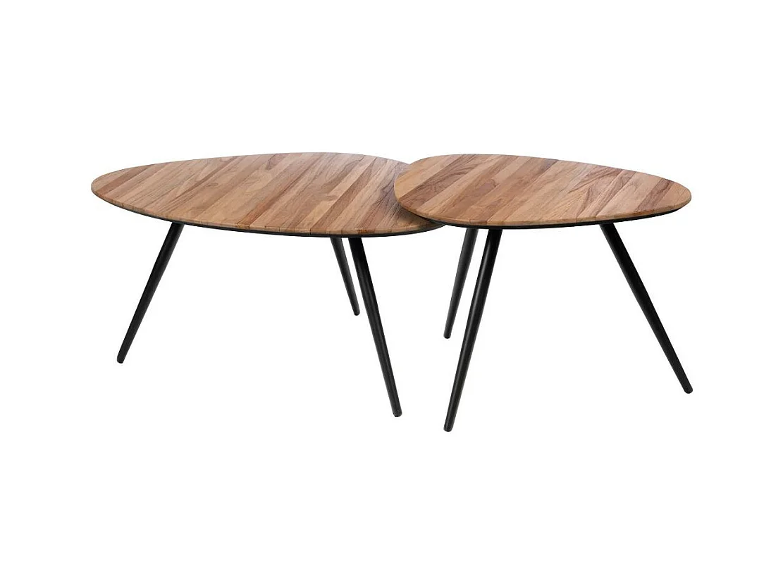 Set de 2 tables basses Bella en teck