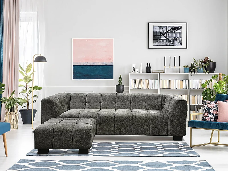 Divano dritto di design in tessuto ciniglia 3 posti "Foch" - Grigio