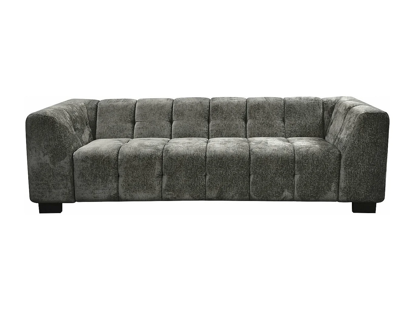 Canapé droit design en tissu chenille 3 places "Foch"- Gris