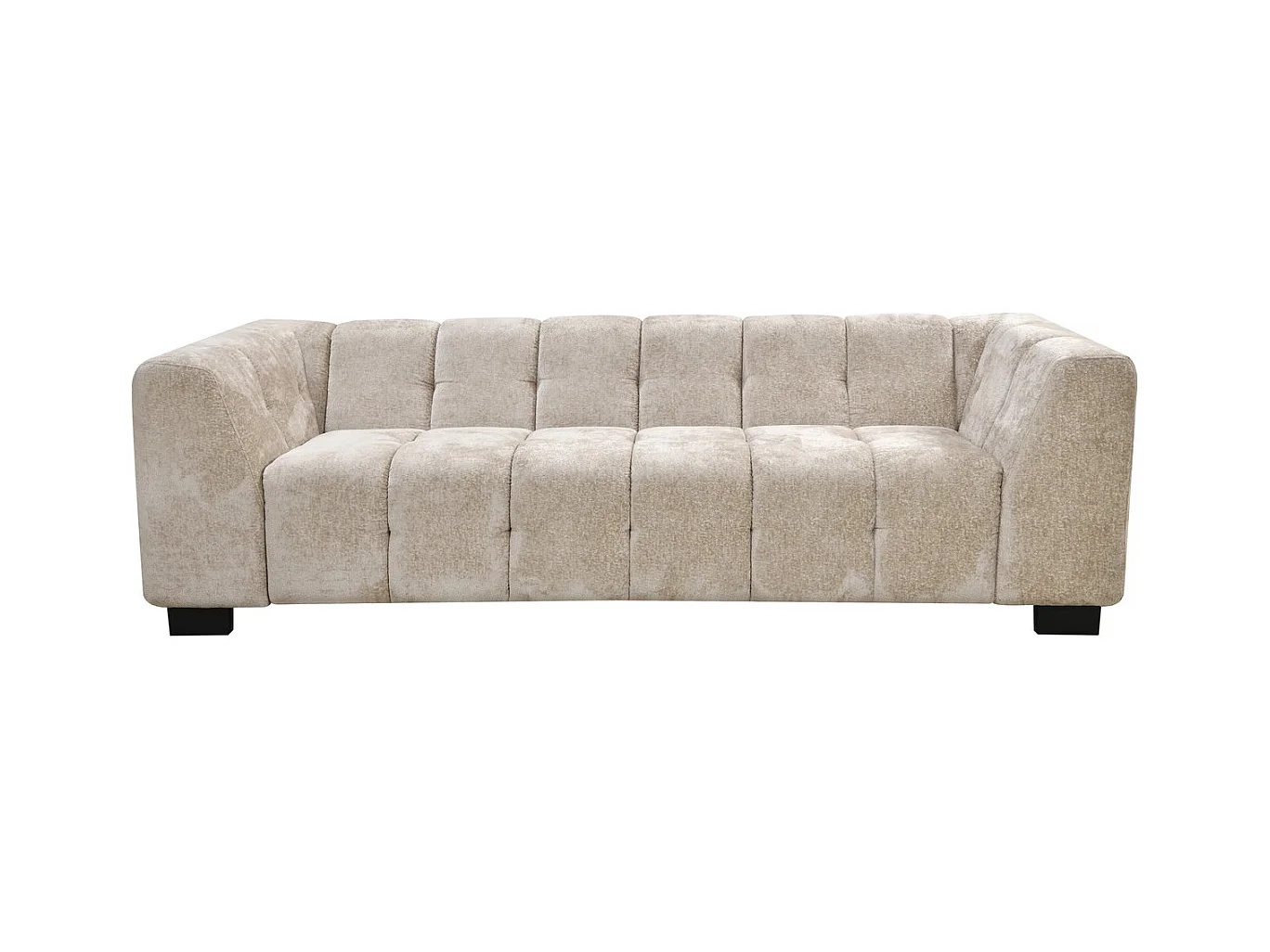 Canapé droit design en tissu chenille 3 places "Foch" - Beige