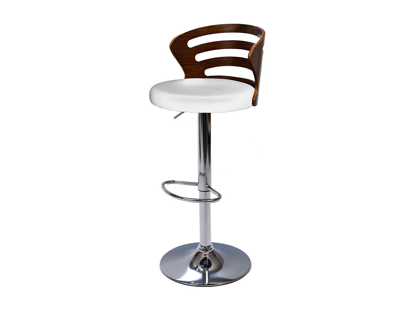 Tabouret de bar réglable en simili cuir blanc assise 65-75 cm Emilio