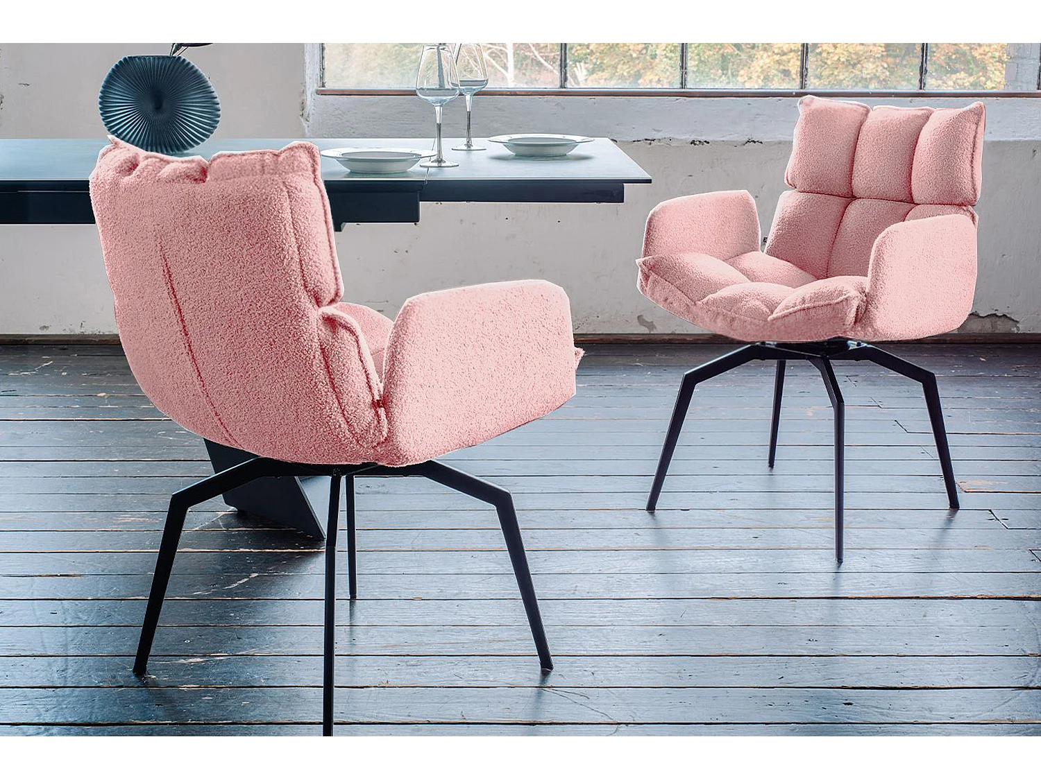 Chaise rembourrée - Rose tissu tissé - BARO