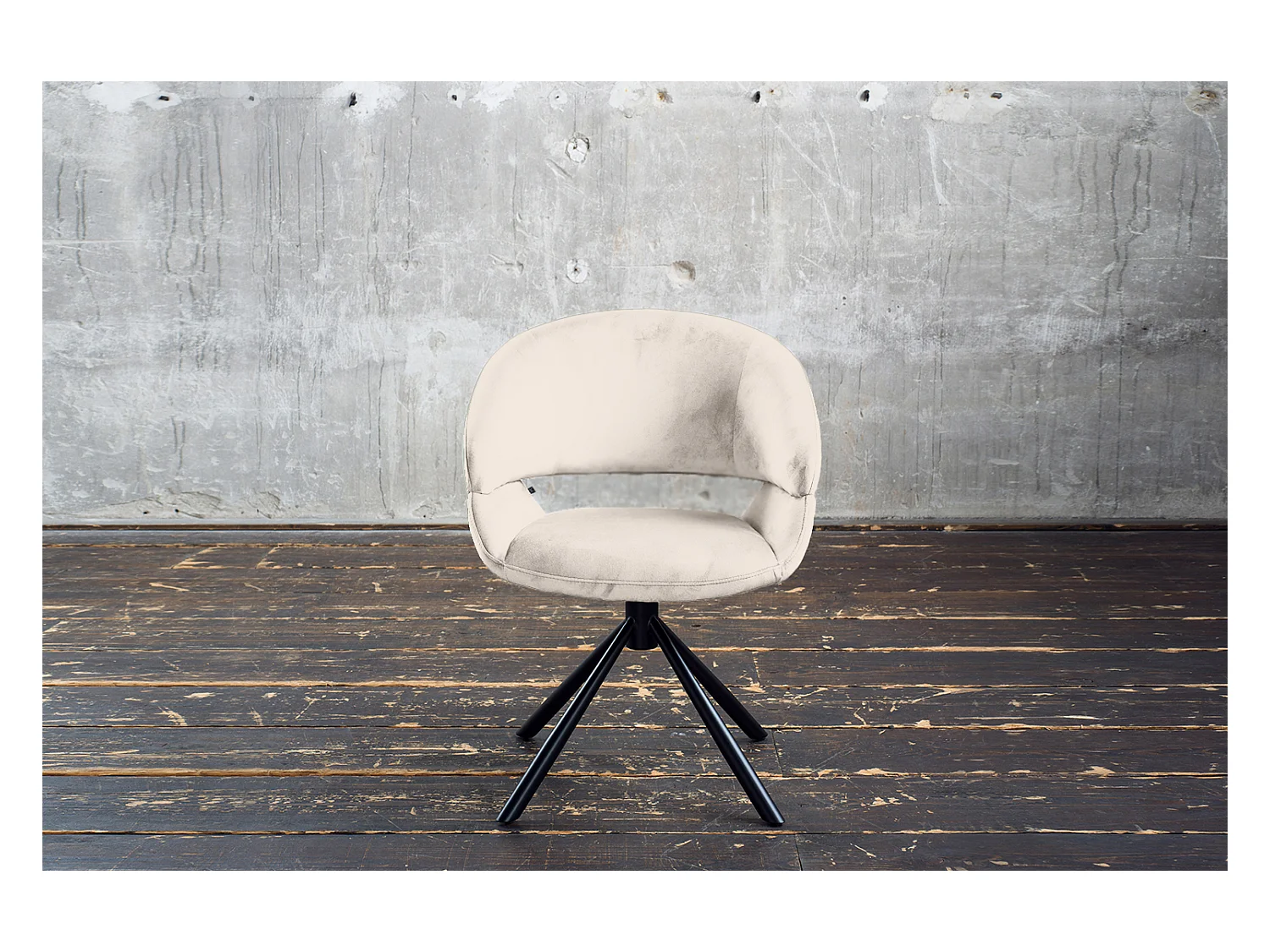 Chaise - blanc crème Velours - LARA