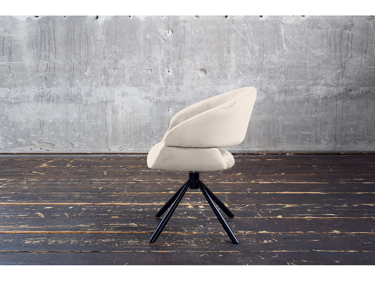 Chaise - blanc crème Velours - LARA