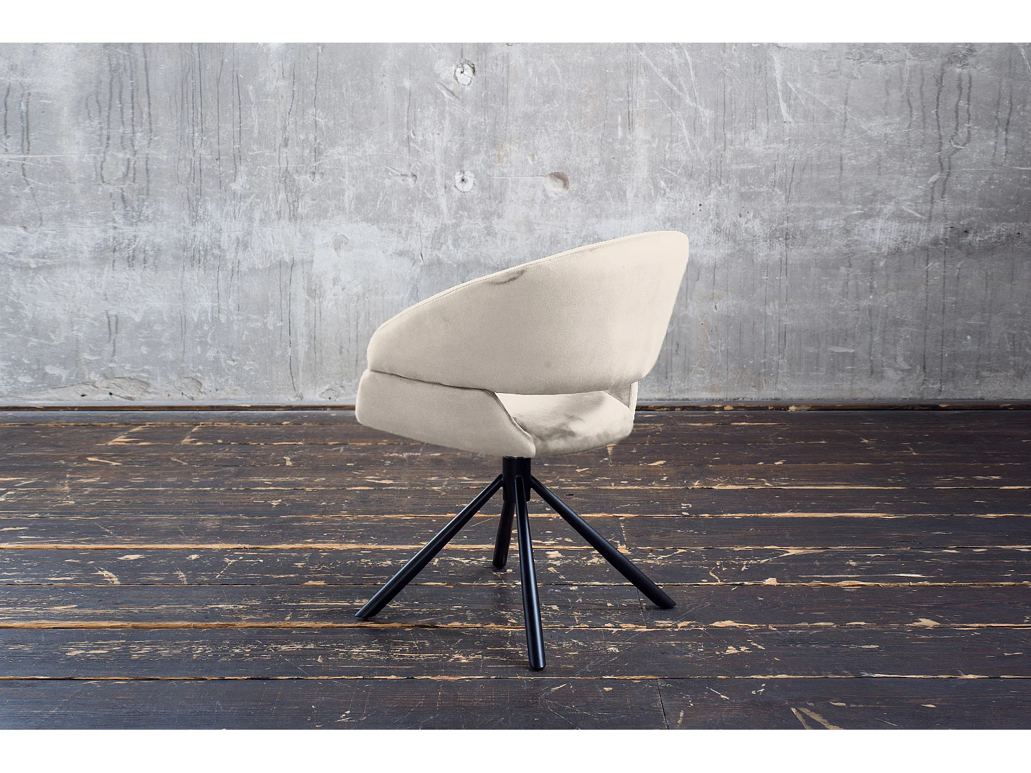 Chaise - blanc crème Velours - LARA