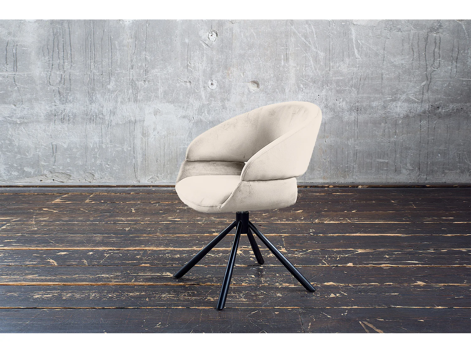 Chaise rembourrée - blanc crème Velours - LARA