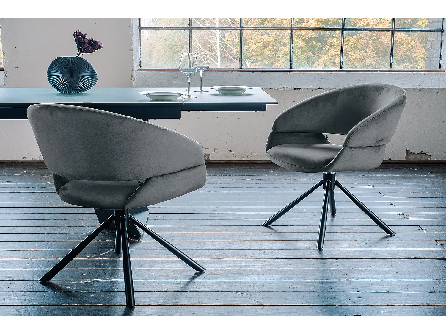 Chaise rembourrée - Gris Velours - LARA