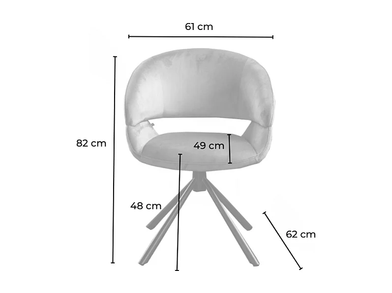 Chaise rembourrée - Gris Velours - LARA