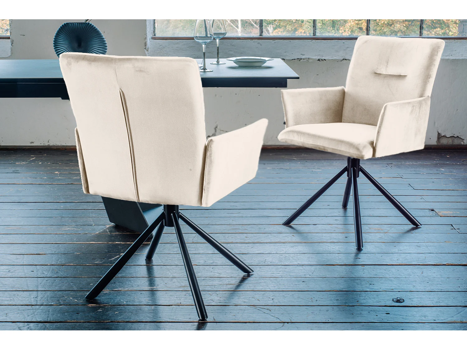 Chaise - blanc crème Velours - KYRA