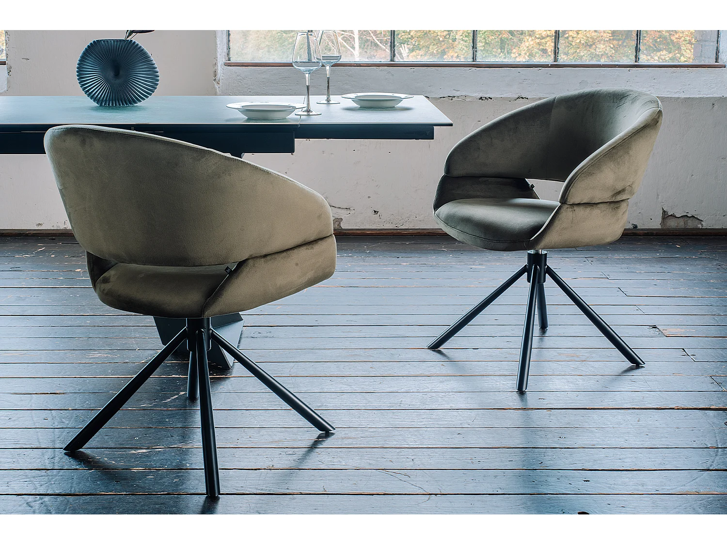 Esszimmerstuhl - Dunkelgrün Velvet - LARA