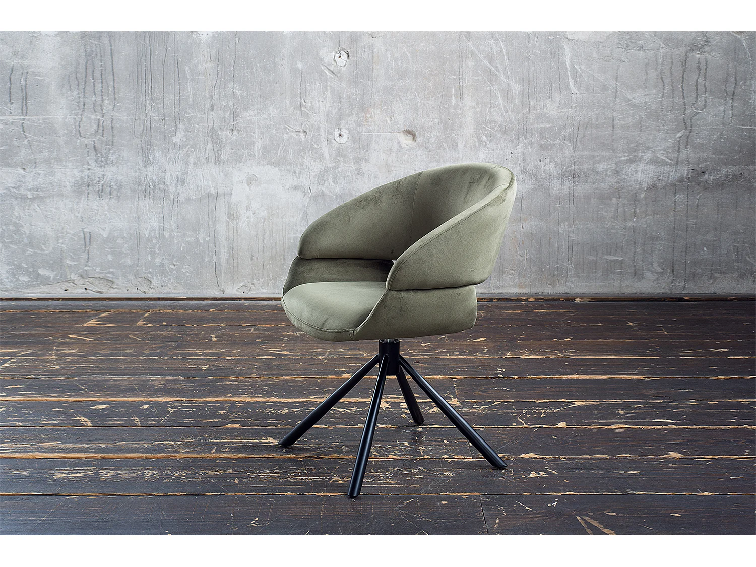 Chaise rembourrée - vert foncé Velours - LARA