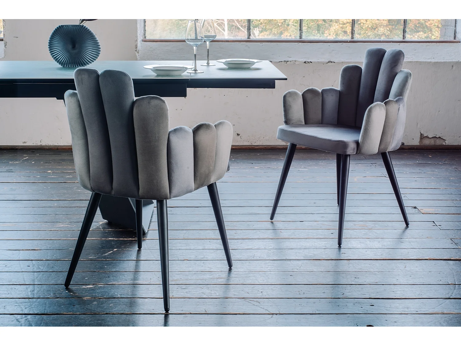 Polsterstuhl - Grau Velvet - FREJA